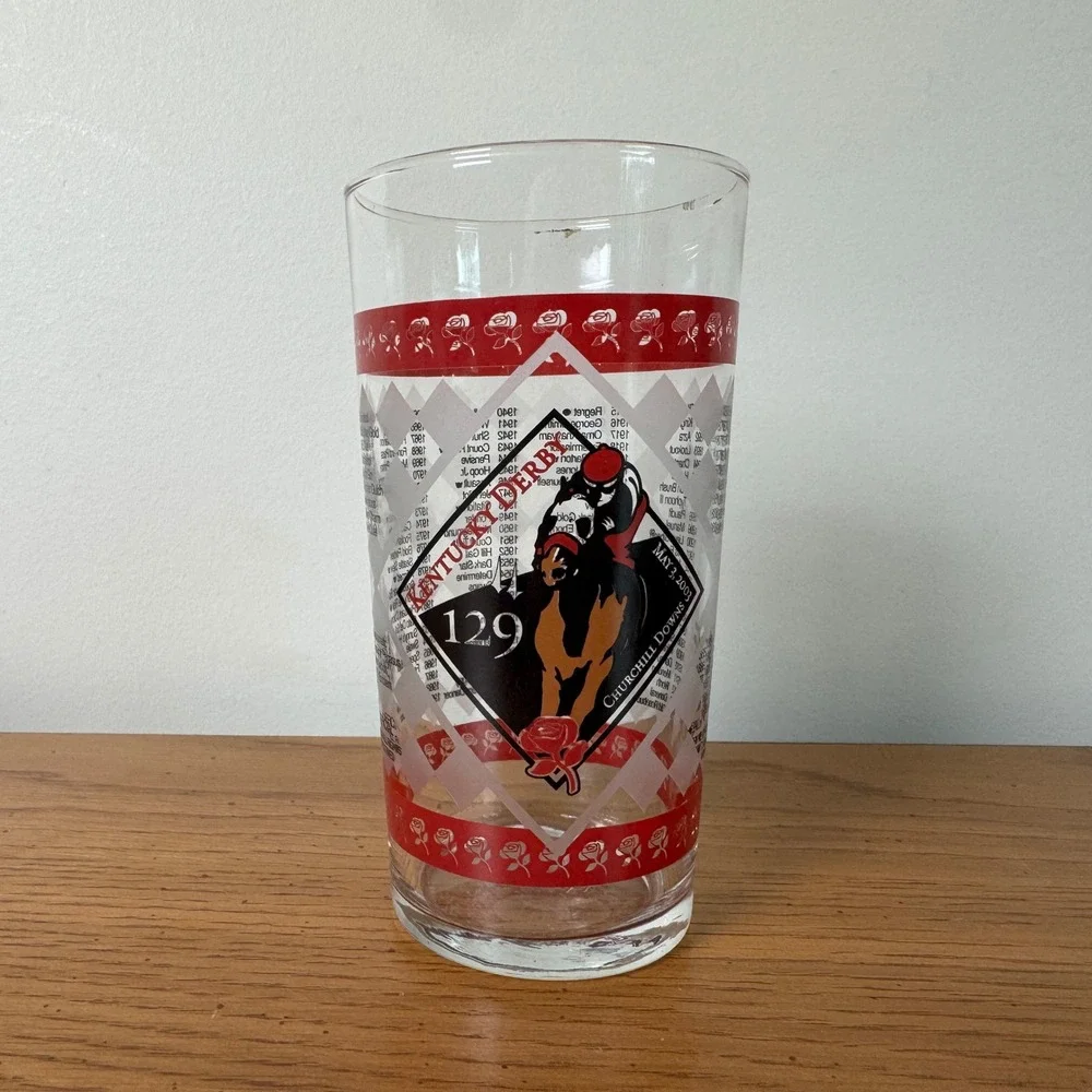 Kentucky Derby 129 Churchill Downs 2003 Mint‎ Julep Glass Winners List Red Rose
